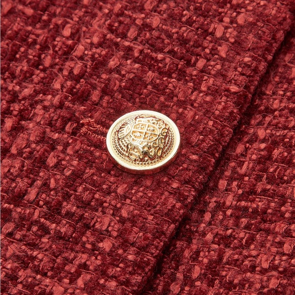 Button Down Slit Tweed Blazer - Picture 7 of 8